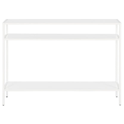 42" Metal Rectangular Console Table Entryway with Metal Shelves, Flat White