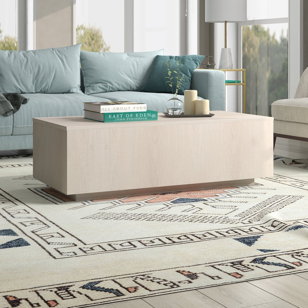 Paxton 48" Wide Rectangular Coffee Table in Alder White