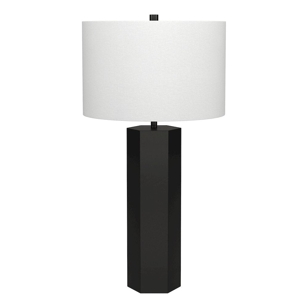 Henn&Hart 27.5" Modern 1-Light Table Lamp with White Fabric Drum Shade for