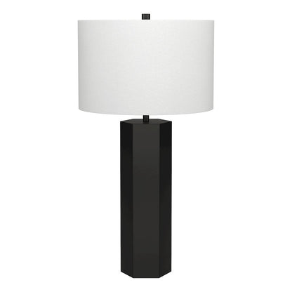 Henn&Hart 27.5" Modern 1-Light Table Lamp with White Fabric Drum Shade for