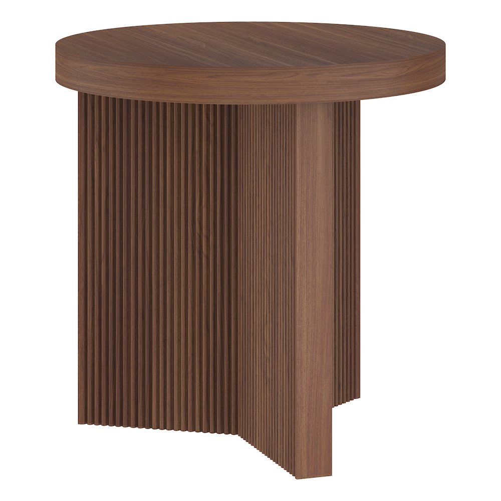 Henn&Hart 22'' Fluted Scandinavian Round End Table Ribbed Side Table, Nightstand