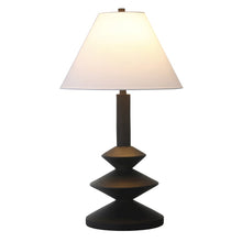 Abilene 28" Tall Triple Gourd Lamp with Fabric Shade in Matte Black/White