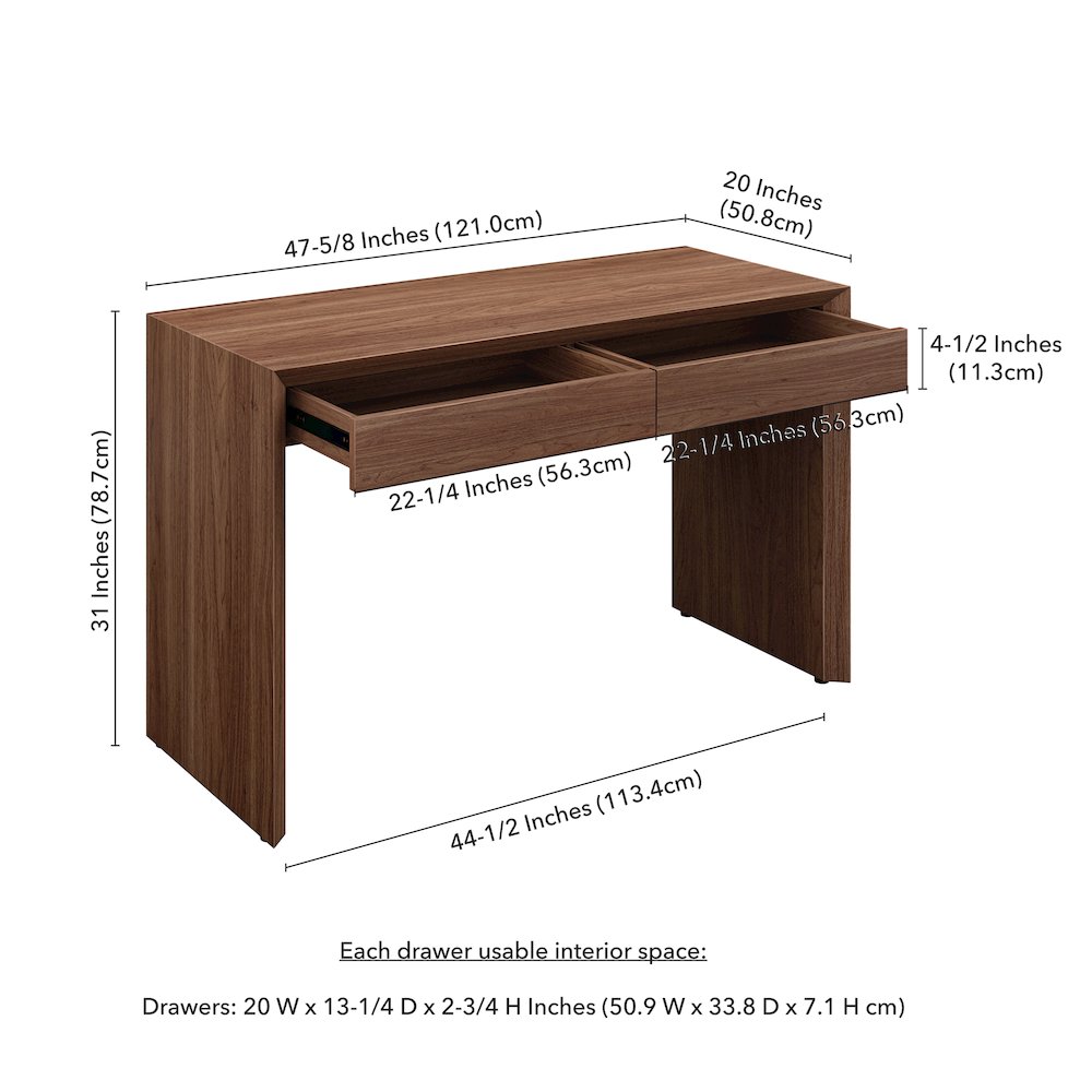 Henn&Hart 48'' Modern Rectangular Home Office Desk, Computer Desk, Writing