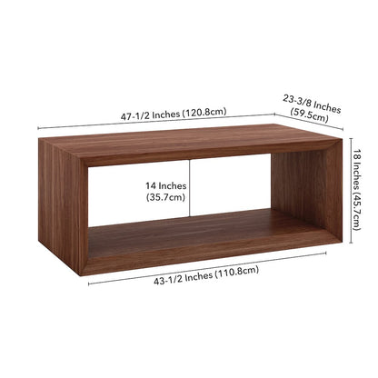 Osmond 48" Wide Rectangular Coffee Table in Satin Walnut