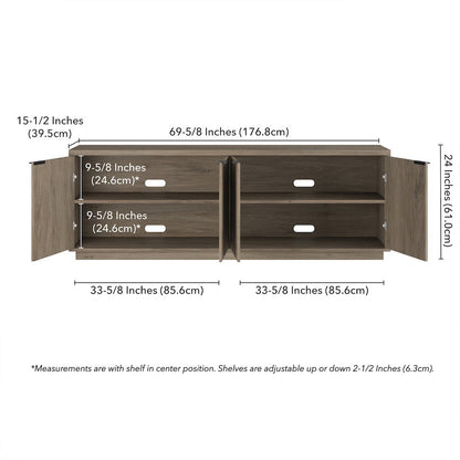Mansfield Rectangular TV Stand for TV's up to 78" in Antiqued Gray Oak