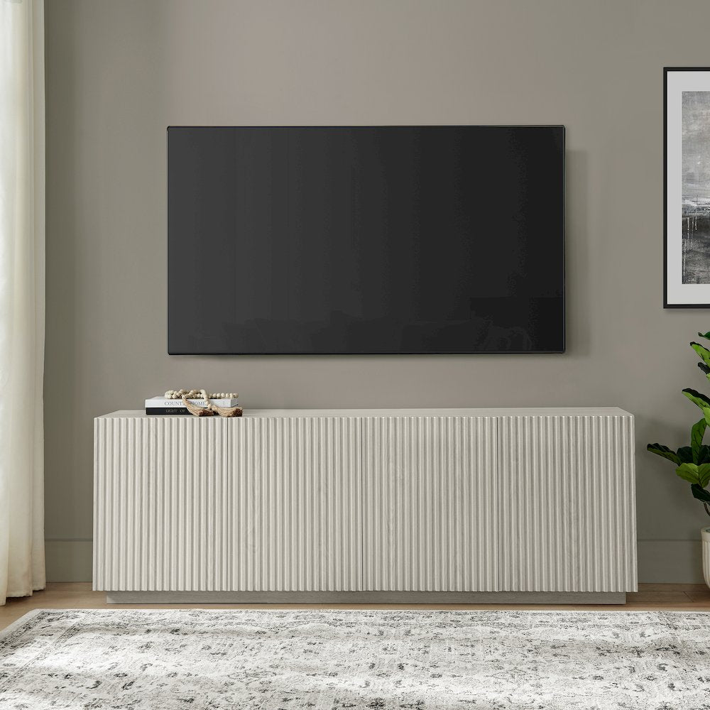 Tyler Rectangular TV Stand for TV's up to 78" in Alder White