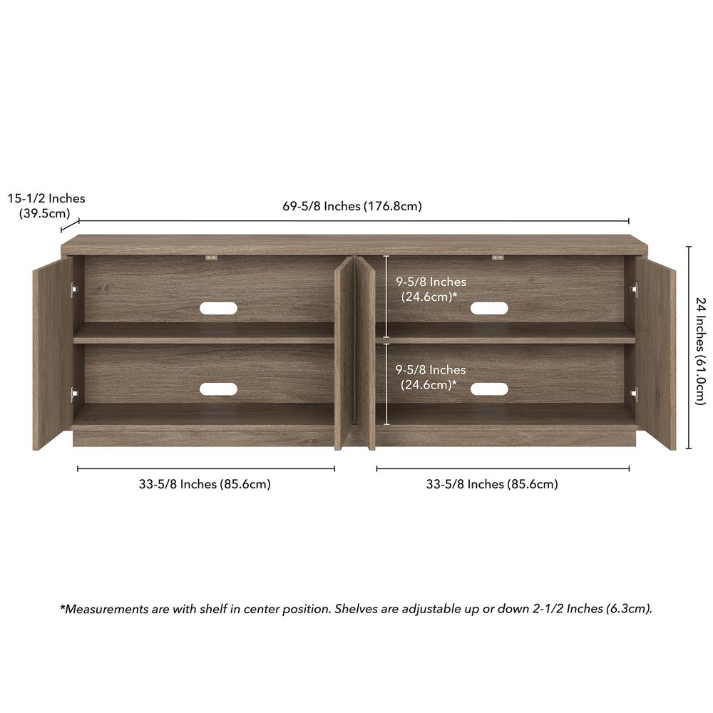 Hanson Rectangular TV Stand for TV's up to 75" in Antiqued Gray Oak