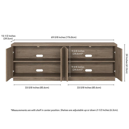 Hanson Rectangular TV Stand for TV's up to 75" in Antiqued Gray Oak
