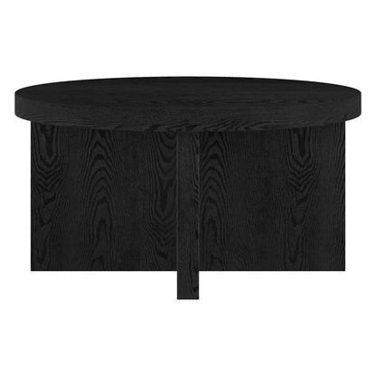 Elna 33" Wide Round Coffee Table in Black Grain