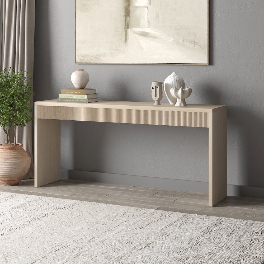 Lawrence 64" Wide Rectangular Console Table in Alder White