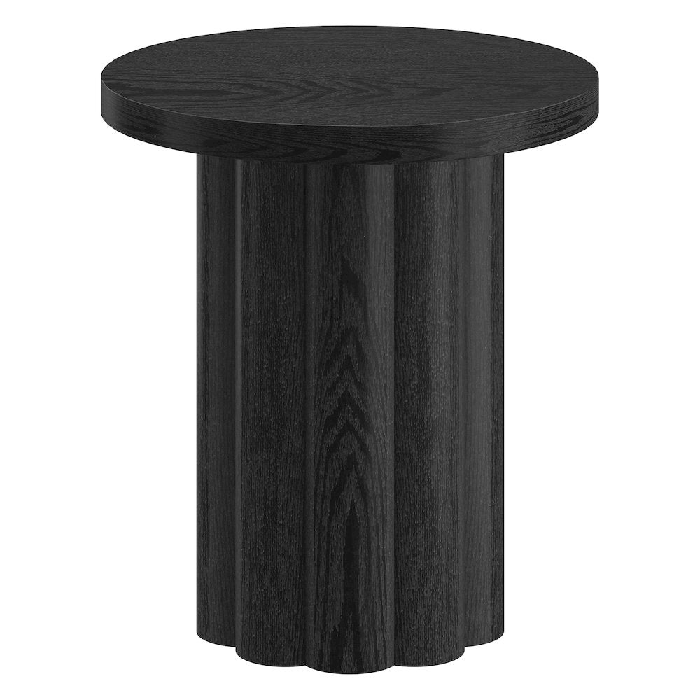 Henn&Hart 20'' Fluted Round End Table, Modern Side Table Ribbed Night Stand for