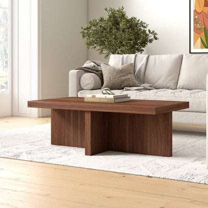 Elna 44" Wide Rectangular Coffee Table in Satin Walnut