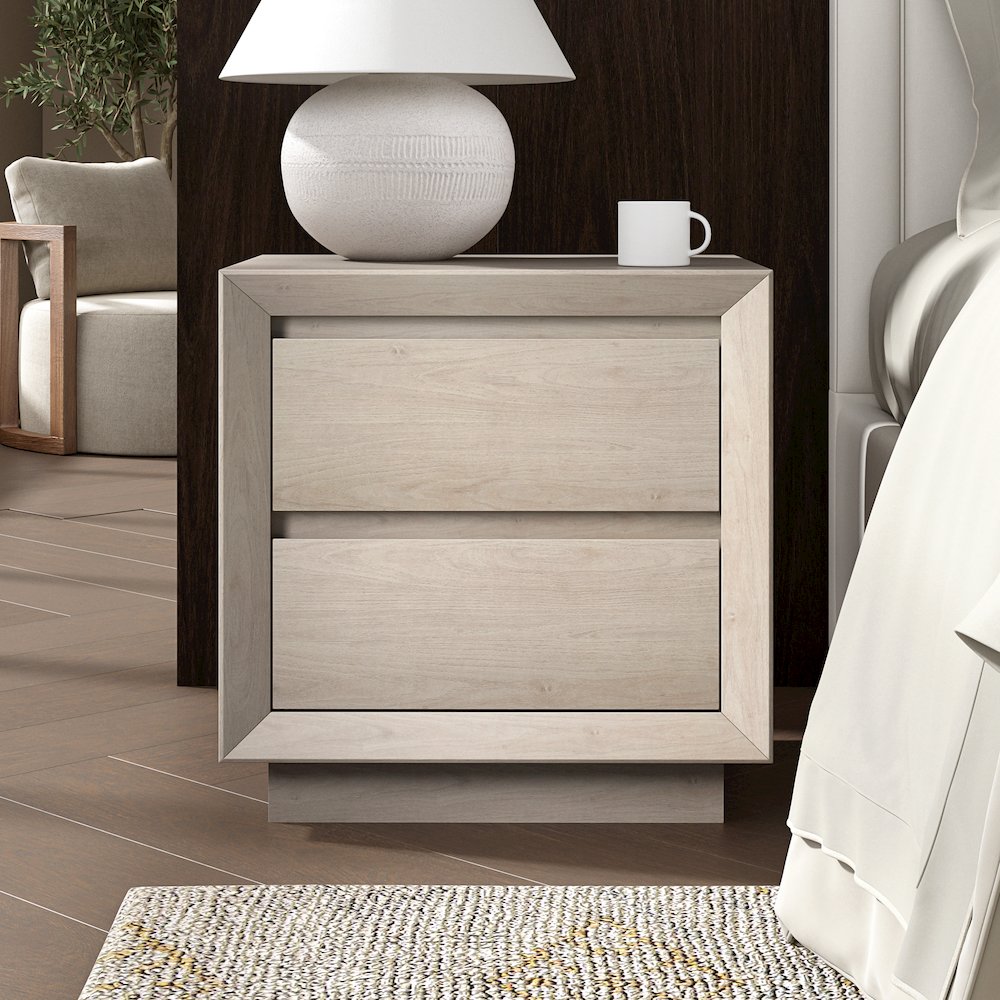 Henn&Hart 24" Modern Rectangular Nightstand, Side Table with 2 Storage Drawers