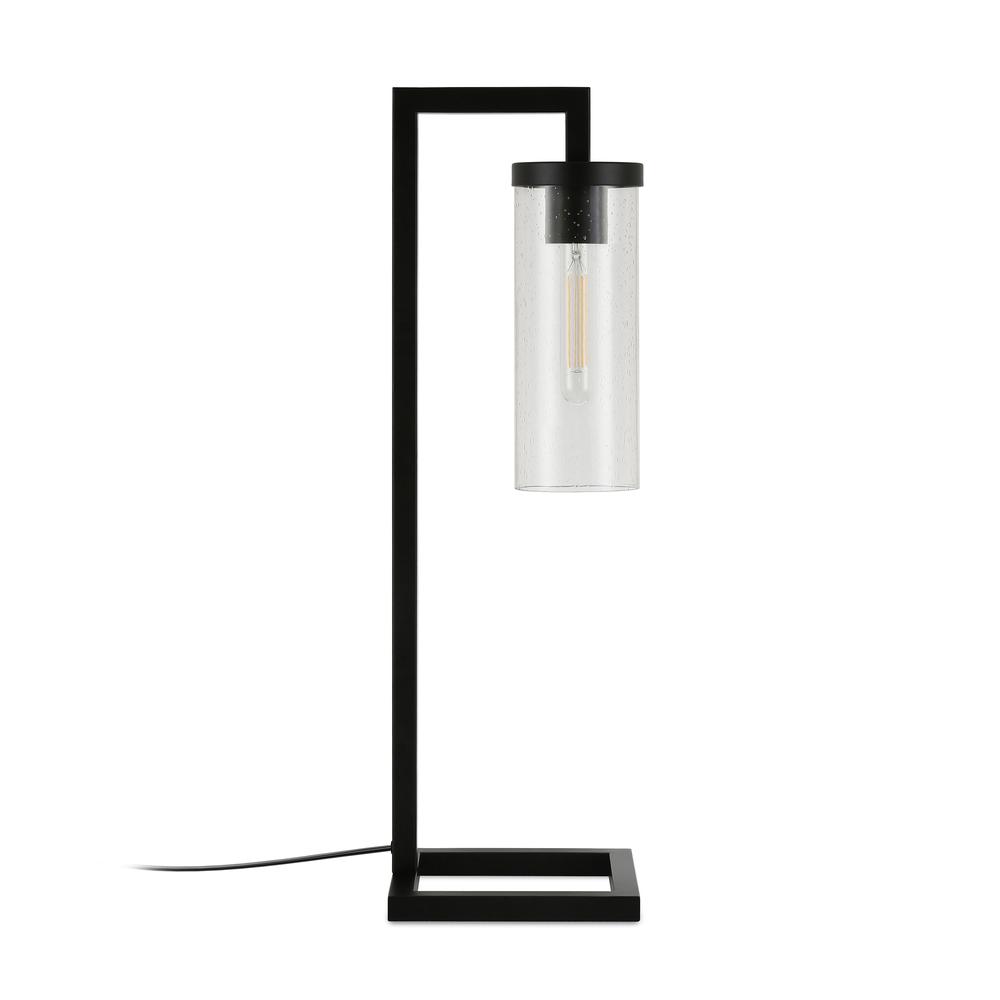 Malva 26" Tall Table Lamp with Glass Shade in Blackened Bronze/Seeded