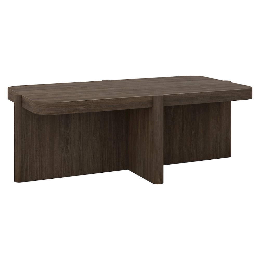 Henn&Hart 45" Rectangular Coffee Table with Pedestal Base and Rounded Corners