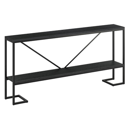 64''  Console Table Entryway Table, Sofa Table with Shelf , Black/Natural Black