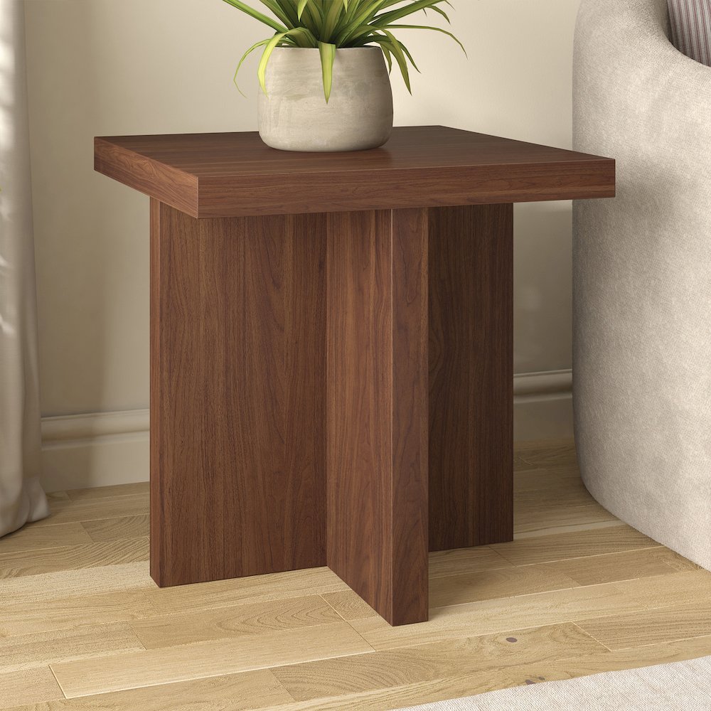 Henn&Hart 22" Scandinavian Wooden Square End Table, Side Table, Nightstand with