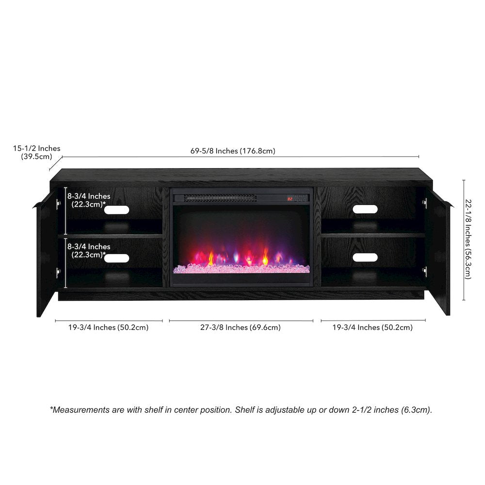Rectangular TV Stand with 26" Crystal Fireplace for TV's up to 78"