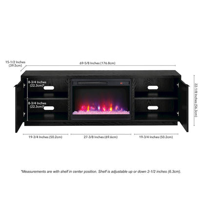 Rectangular TV Stand with 26" Crystal Fireplace for TV's up to 78"