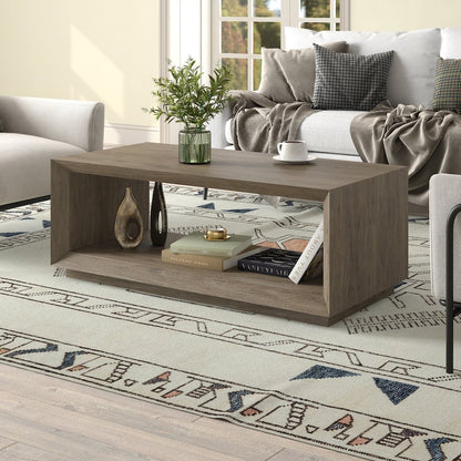 Tannen 48" Wide Rectangular Coffee Table in Antiqued Gray Oak