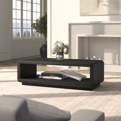 Henn&Hart 48" Modern Rectangular Coffee Table with Open Storage Shelf for