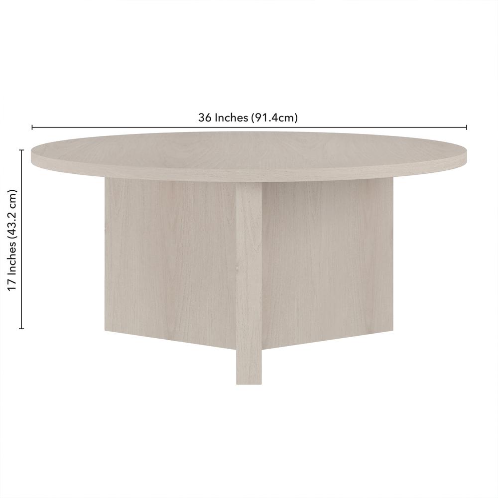 Anders 36" Wide Round Coffee Table in Alder White