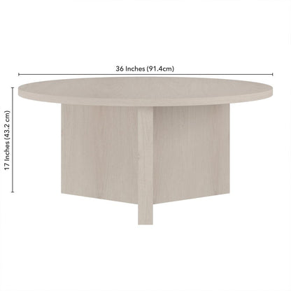 Anders 36" Wide Round Coffee Table in Alder White