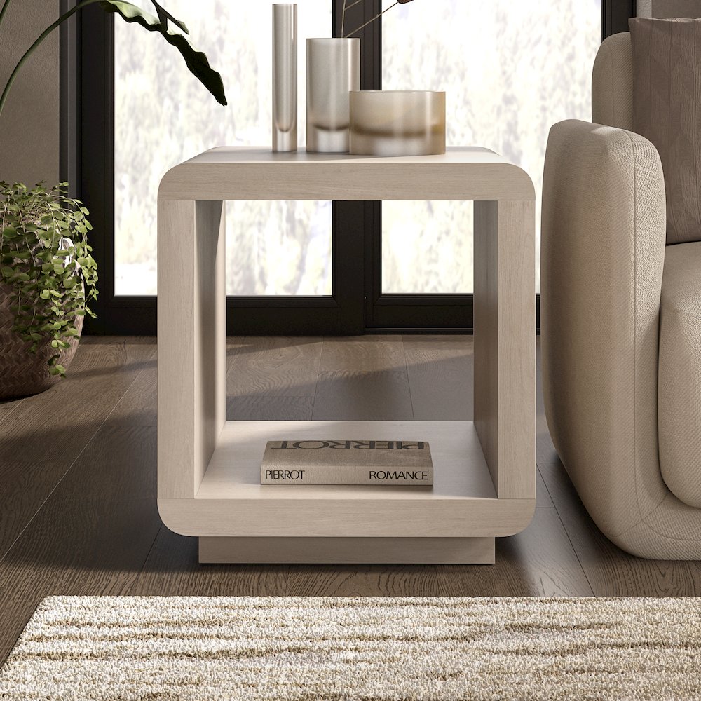 Henn&Hart 20" Modern Square End Table, Side Table, Nightstand with Plinth Base