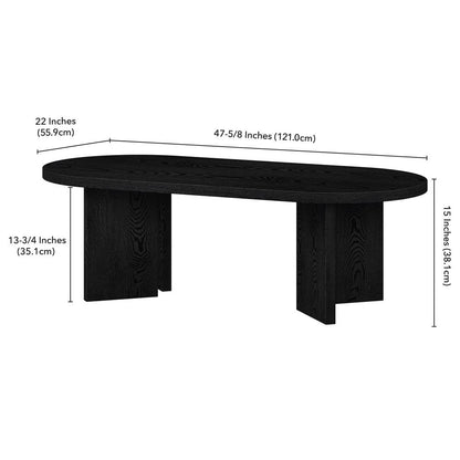 Alma 48" Wide Oval Coffee Table in Black Grain