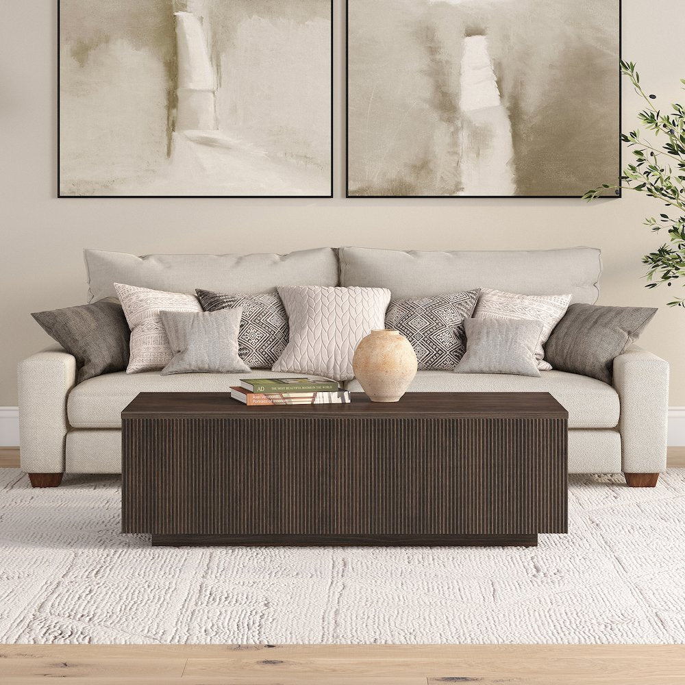 Reyes 48" Wide Rectangular Coffee Table in Alder Brown