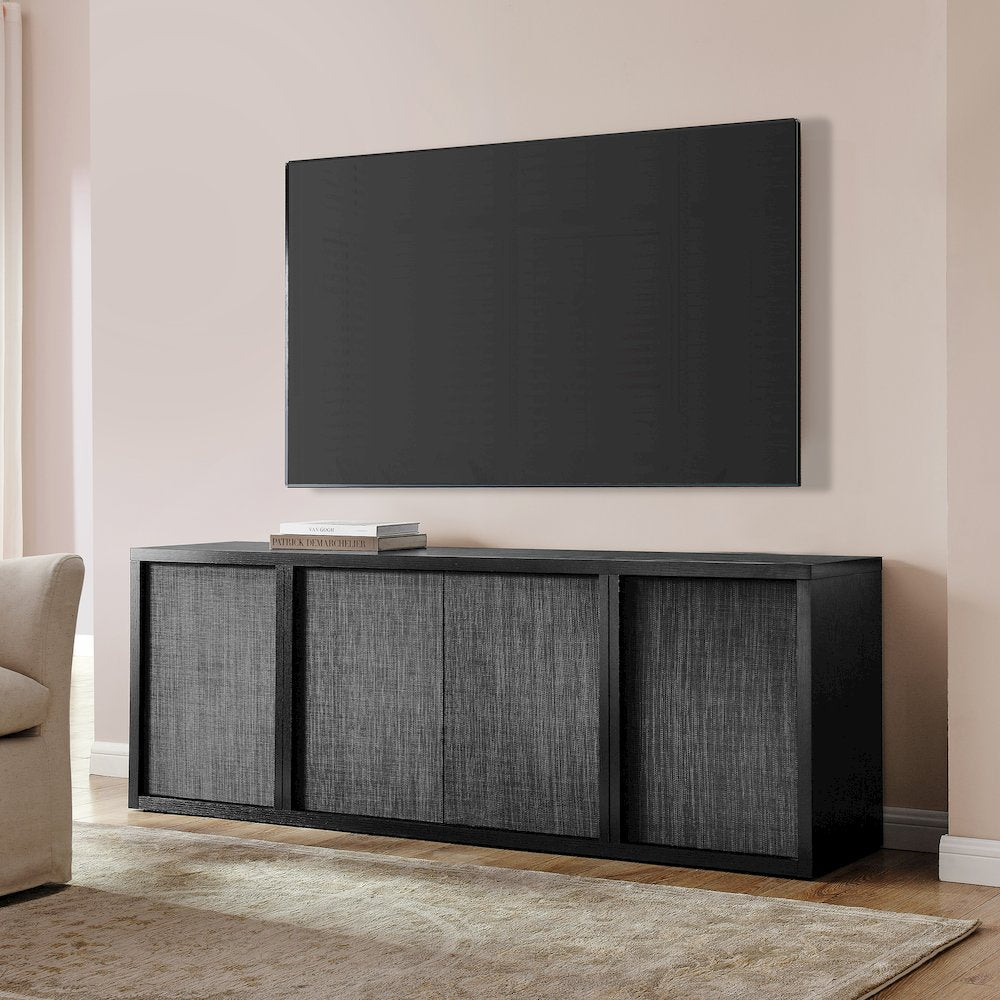 Kai Rectangular TV Stand for TV's up to 75" in Black Grain
