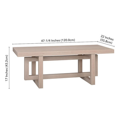 Breslow 47" Wide Rectangular Coffee Table in Alder White