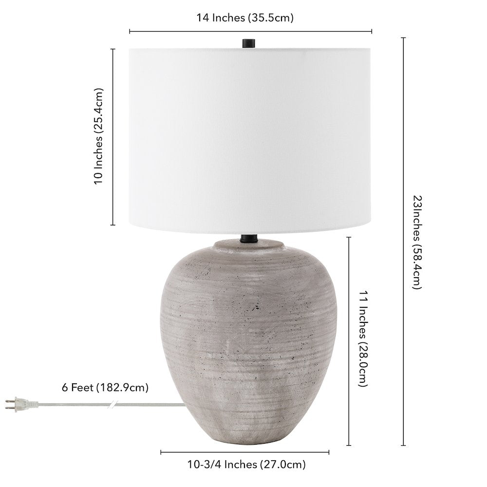 Shira 23" Tall Ceramic Table Lamp with Fabric Shade in Cool Terracotta/White