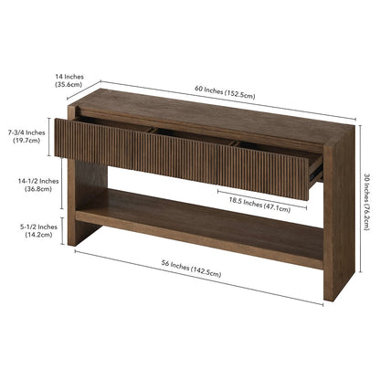 Henn&Hart 60" Rectangular Fluted Console Table, Ribbed Entryway Table, Sofa