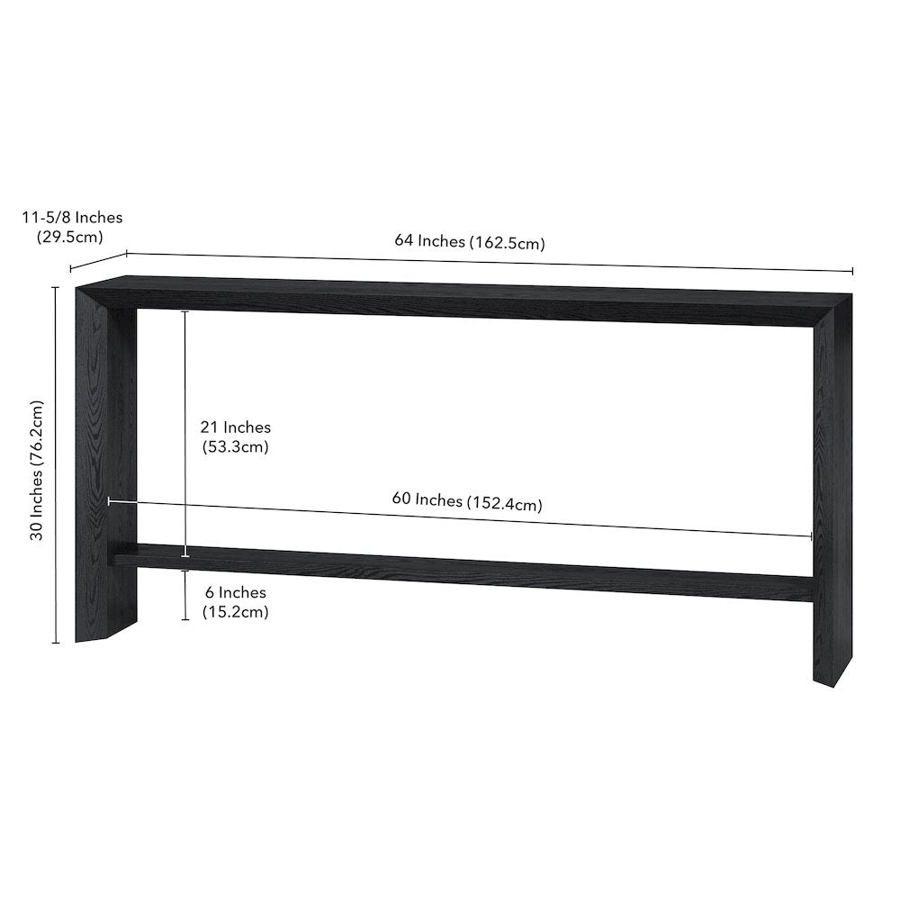 Osman 64" Wide Rectangular Console Table in Black Grain