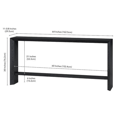 Osman 64" Wide Rectangular Console Table in Black Grain