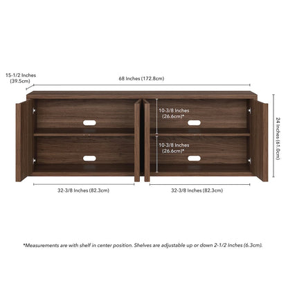 Savin Rectangular TV Stand for TV's up to 75" in Satin Walnut