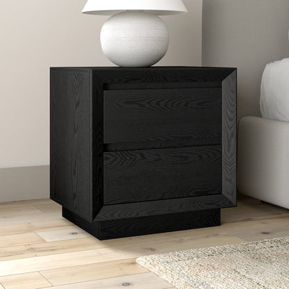 Henn&Hart 24" Modern Rectangular Nightstand, Side Table with 2 Storage Drawers