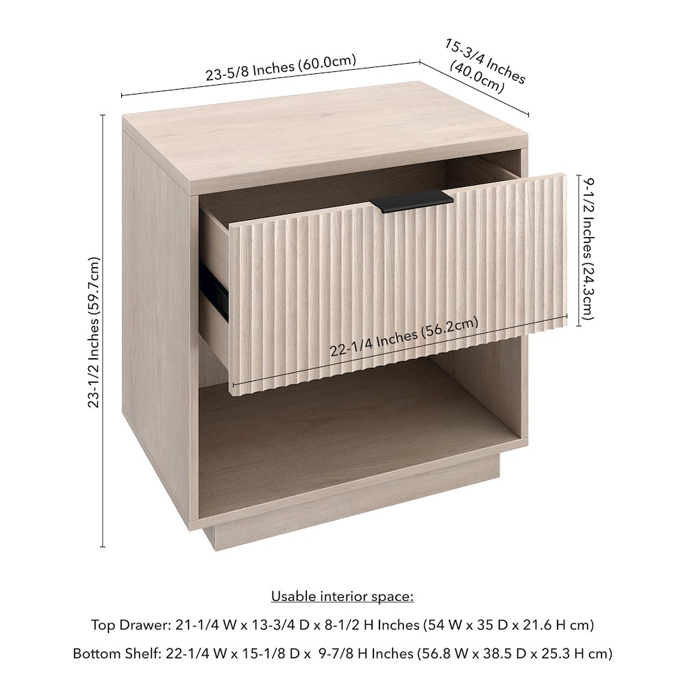 Karten 24" Wide Rectangular Nightstand in Alder White