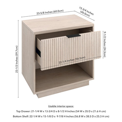 Karten 24" Wide Rectangular Nightstand in Alder White