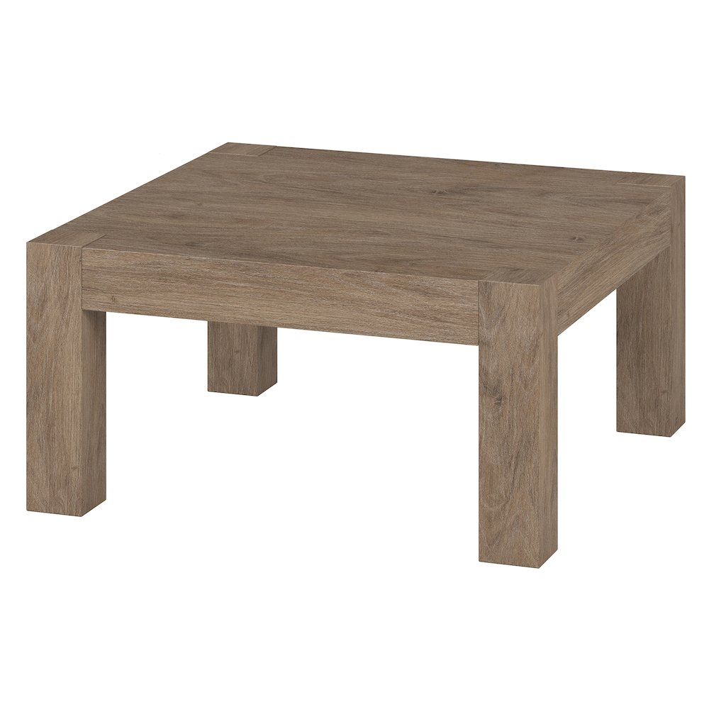 34" Square Coffee Table with Wood Top, Weathered Gray