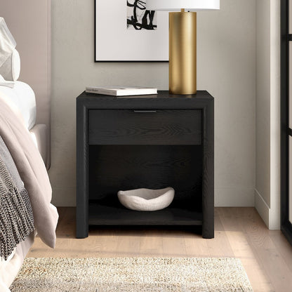 Henn&Hart 24" Modern Wooden Rectangular Nightstand, Side Table with Storage