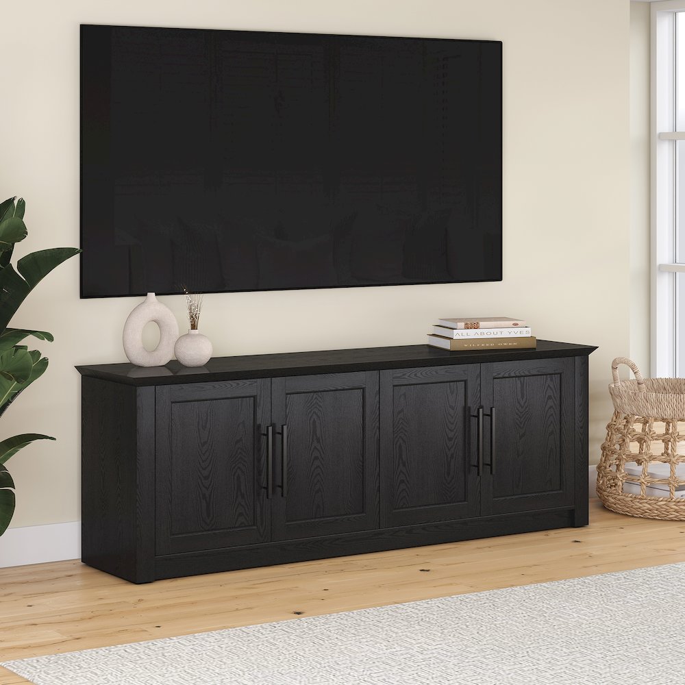 Thornwell Rectangular TV Stand for TV's up to 78" in Black Grain