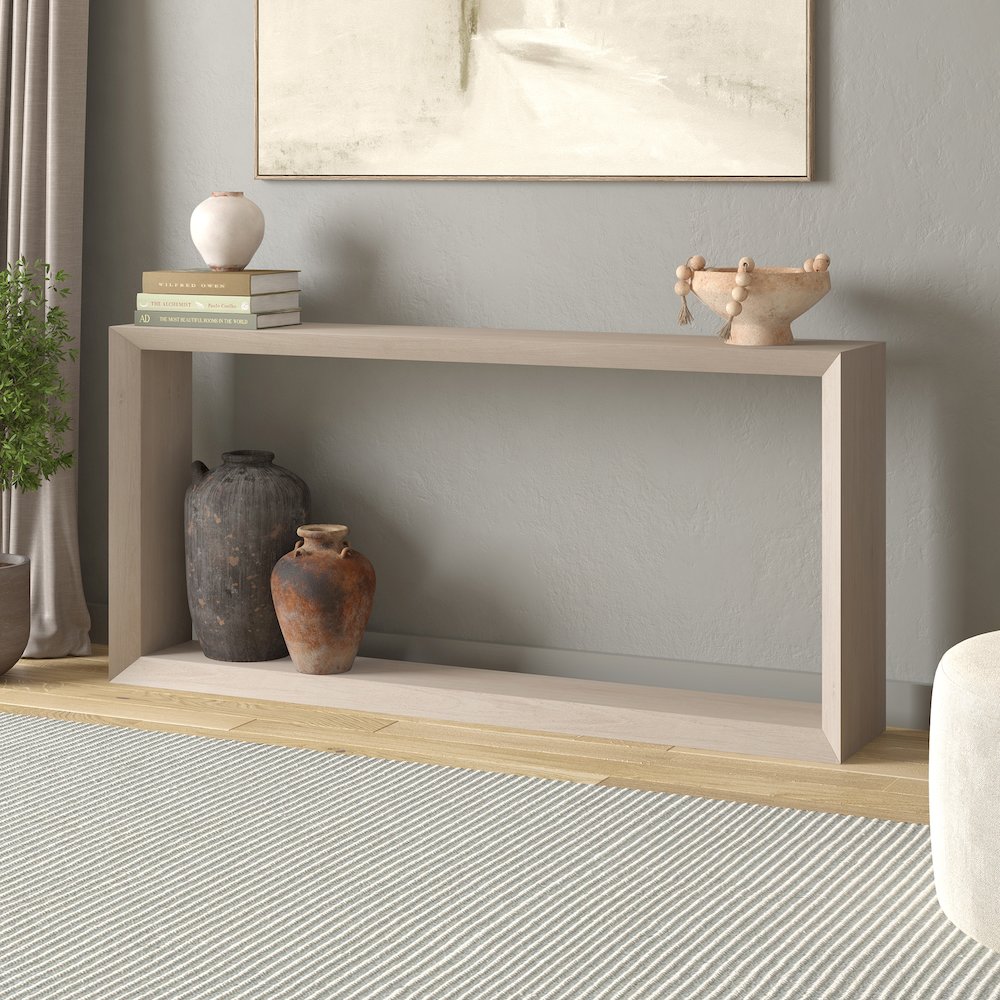 Osmond 64" Wide Rectangular Console Table in Alder White