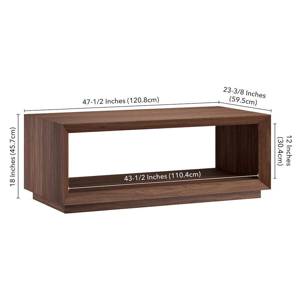 Tannen 48" Wide Rectangular Coffee Table in Satin Walnut