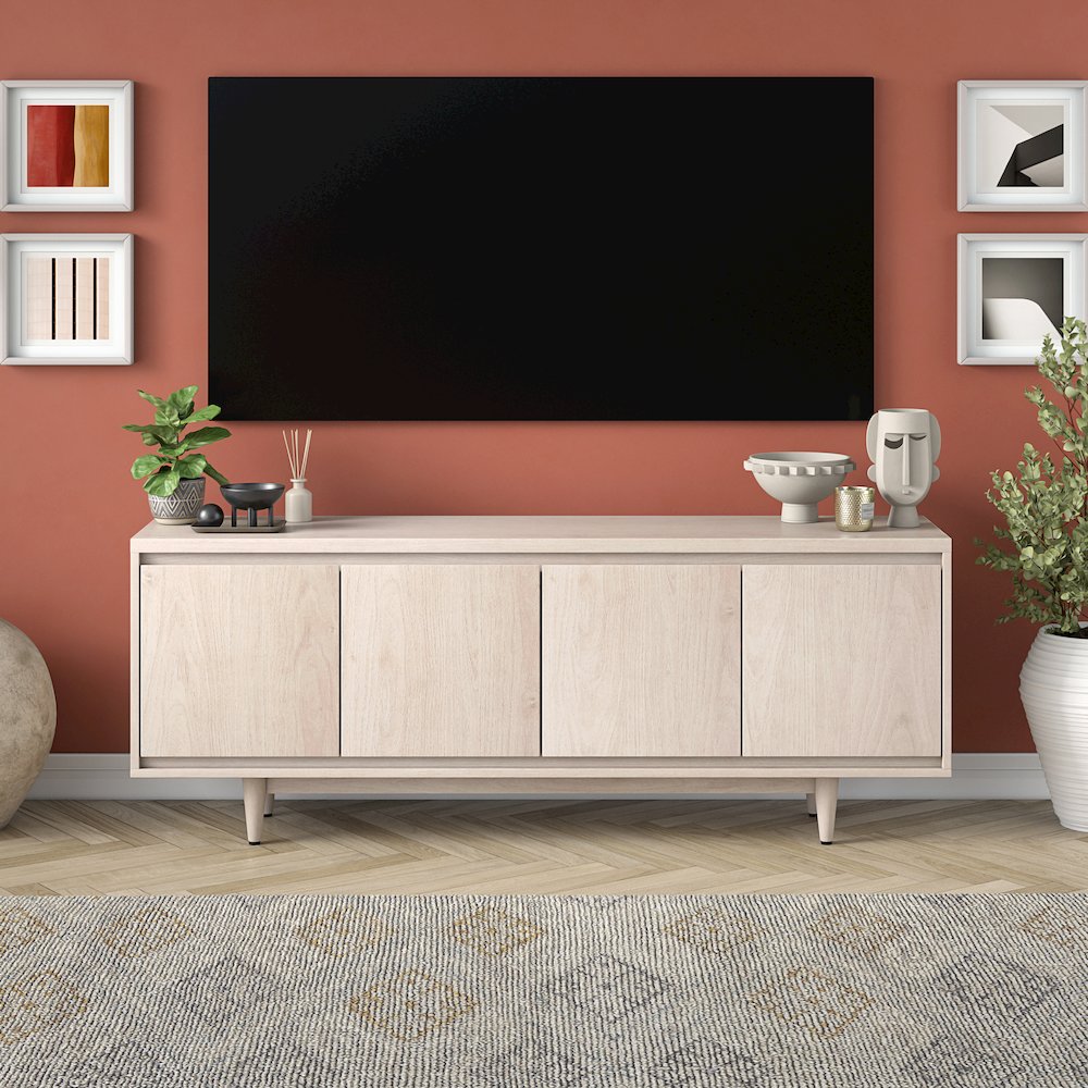 Duran Rectangular TV Stand for TV's up to 75" in Alder White