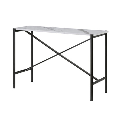 Braxton 46'' Wide Rectangular Console Table with Faux Marble Top in Blackened Bronze