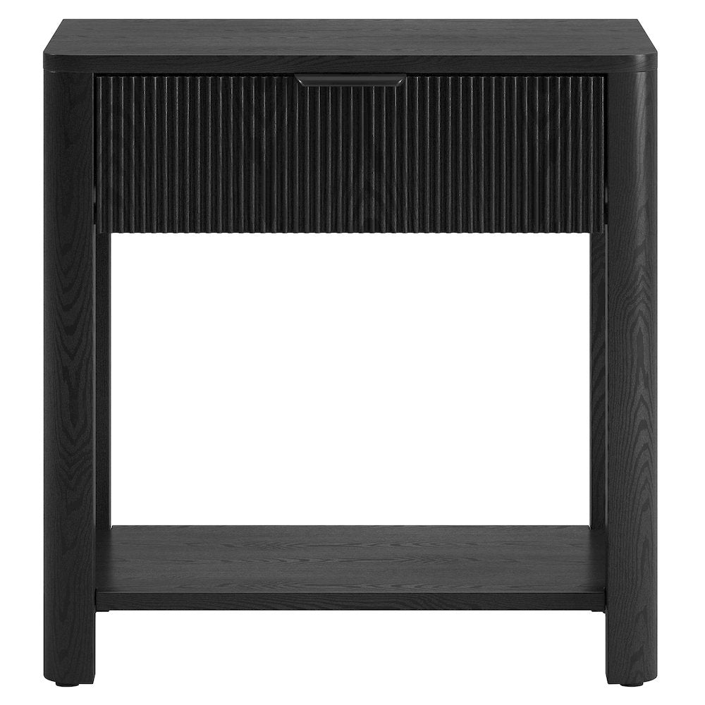 Henn&Hart 24" Fluted Modern Wooden Rectangular Nightstand, Side Table with a