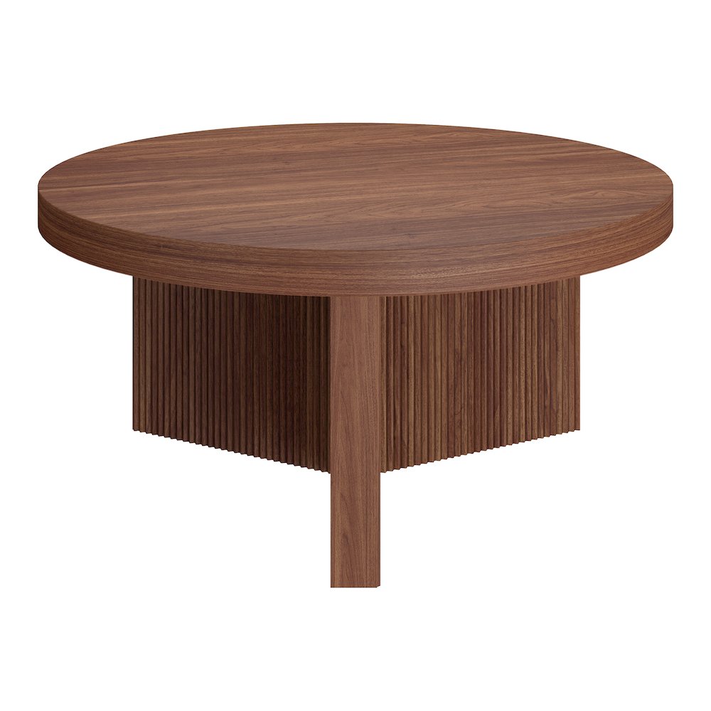 Holm 32" Wide Round Coffee Table in Satin Walnut