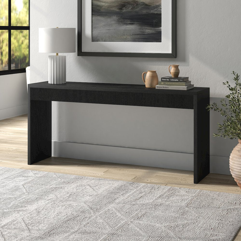 Lawrence 64" Wide Rectangular Console Table in Black Grain